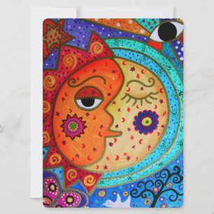 CONVITES CASAL DE ABSTRATO DE CASAMENTO DE SOL E LUA