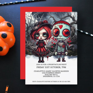Convites Casal De Boneca Assustadora Do Halloween Em Woods