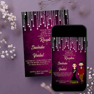 Convites Casal de brinquedura recepção de casamento indiana