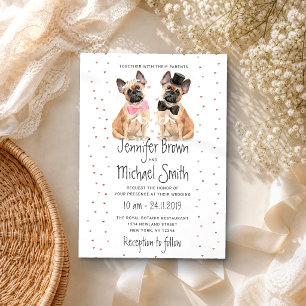 Convites casal de Bulldog Francês noiva noivo casamento