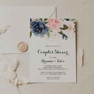 Convites Casal de Caligrafia Floral Elegante de inverno