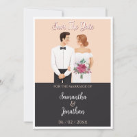 Casal De Cartoon Moderno Casamento Salve A Data