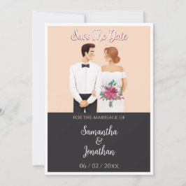 Convites Casal De Cartoon Moderno Casamento Salve A Data
