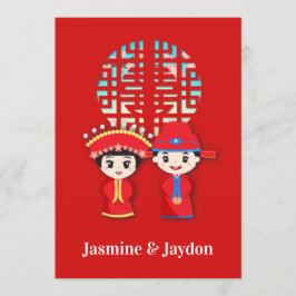 Convites Casal de Casamento Chinês de Dupla Felicidade
