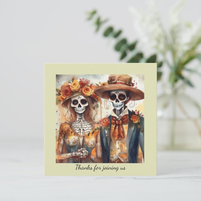 Convites Casal de casamento do Dia de los Muertos (Em pé/Frente)