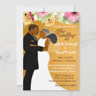 Convites Casal de Casamento Dourado da América Latina Flora