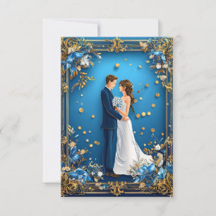 Convites Casal de Casamento Elegante Embracando com Quadro 