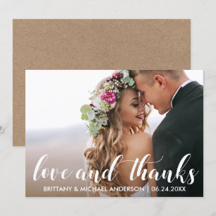 Convites Casal de casamento Foto de amor e Obrigados Cartã