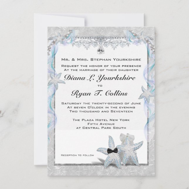Convites Casal de Casamento Starfish 4,5" x 6,25" (Frente)