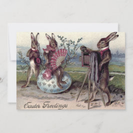 Convites Casal de Coelhos de Páscoa Câmera Ovo