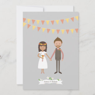 Convites Casal de desenho ilustrado personalizado Casamento