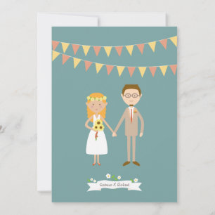Convites Casal de desenho ilustrado personalizado Casamento