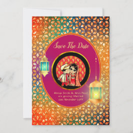 Convites Casal de desenho índio bonito Salve a data ADD PHO