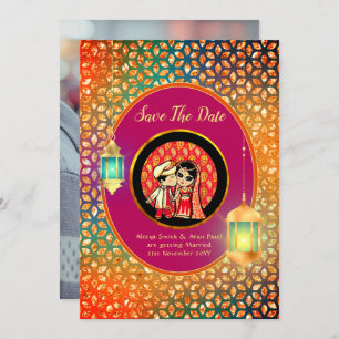 Convites Casal de desenho índio bonito Salve a data ADD PHO