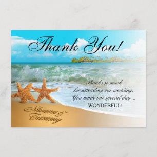 Convites Casal de Estrelas do Mar Obrigado   PEÇA NOMES NA 