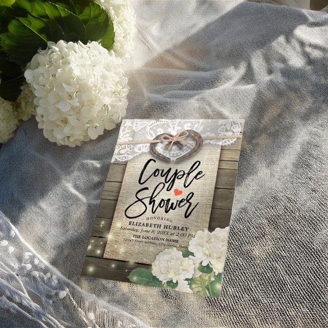 Convites Casal de ferradura Hydrangea Chá de casamento (Criador carregado)