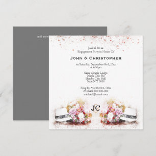 Convites casal de Gay com monograma de aquarela floral