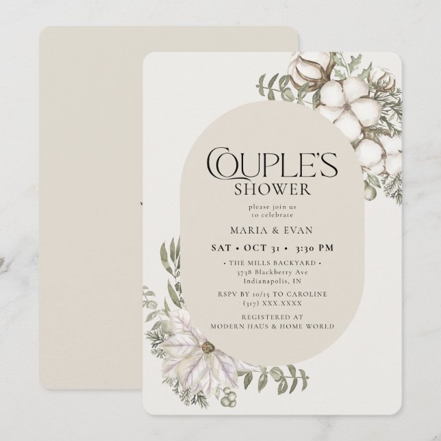 Convites Casal de Oval Floral de inverno Greenerescência Ch (Frente/Verso)