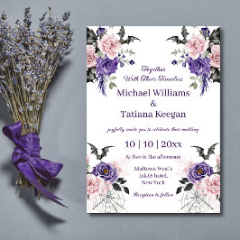 Convites casal de sanduíche roxo rosa-rosa floral halloween