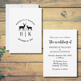 Convites Casal Deer Monograma Rustic Country Wedding