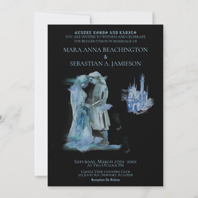 Convites *~* Casal do Castelo Medieval Casamento no Castelo (Frente)