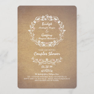 Convites Casal Elegante de Wreath Floral da Vintage