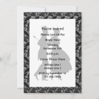 Casal Elegante Preto e Branco Silhuetas Festa