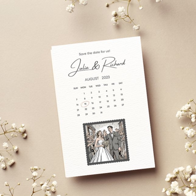 Convites Casal em Estilo de Desenho de Quadrinhos Salvar a  (Criador carregado)