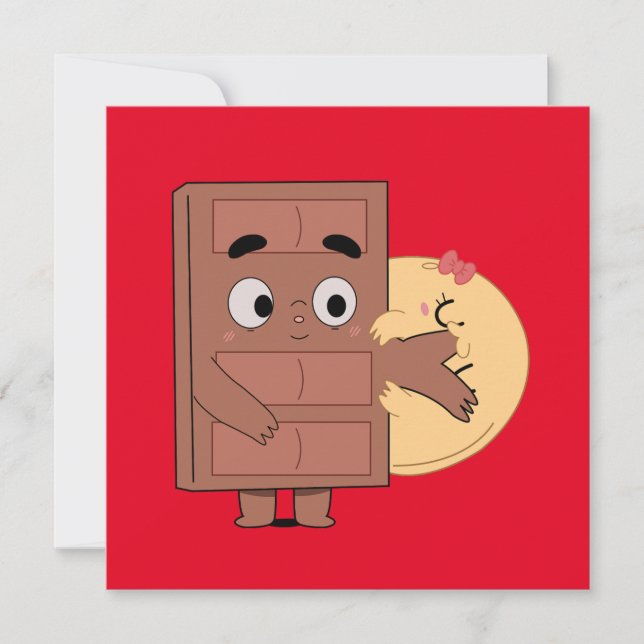 Convites Casal Engraçado Adorava Choco Comendo Pancake (Frente)