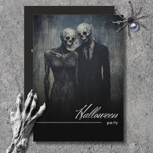Convites Casal Escuro Festa de Halloween Preto e Branco