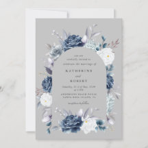 casal floral elegante, azul empoeirado