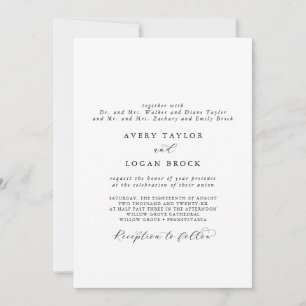 Convites Casal Formal de Script Elegante e Casamento Parent
