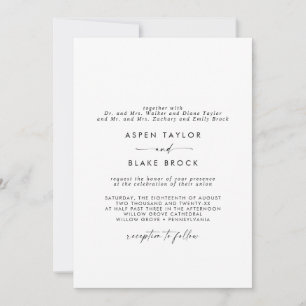 Convites Casal Formal de Script Moderno e Casamento Pai 