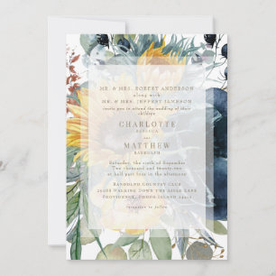 Convites Casal Girassol Floral Outono Branco Casamento 