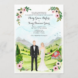 Convites Casal Ilustrado Retrato Russo Casamento