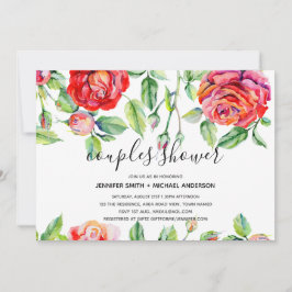 Convites CASAL MODERNO CHUVA DE ROSAS Aquarela Manuscrito