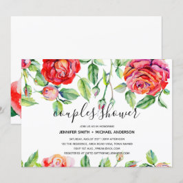 Convites CASAL MODERNO CHUVA DE ROSAS Aquarela Manuscrito