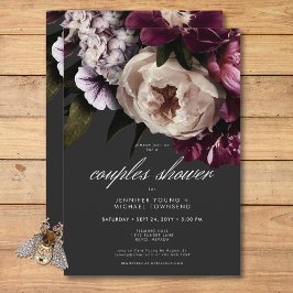 Convites Casal Moderno de Borgonha e Creme Peonies