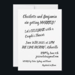 Convites Casal moderno de Chás de tendência para a inscriçã<br><div class="desc">Convite para Chás de Casais de Tendência com Letra de Pincel Preta Moderna</div>