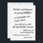 Convites Casal moderno de Chás de tendência para a inscriçã<br><div class="desc">Convite para Chás de Casais de Tendência com Letra de Pincel Preta Moderna</div>