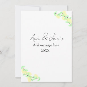 Convites casal nome data d floral abstrato verde amarelo