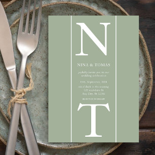 Convites Casal Nome inicial l Clean Sage Green Wedding