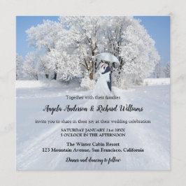 Convites Casal pintado com Casamento no inverno de neve com