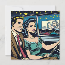Casal retroativo em filme de drive-in