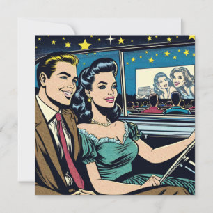 Convites Casal retroativo em filme de drive-in