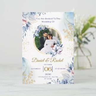 Convites casal romântico casamento floral celebração design