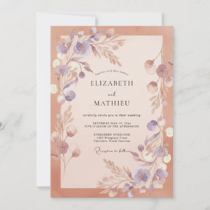 Convites Casal Romântico Etéreo Rosa de Cobre