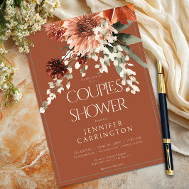 Convites Casal Rustic Terracotta Rust Flowers Chá