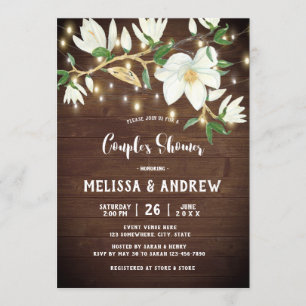 Convites Casal Rustic Wood Magnolia Southern Chá