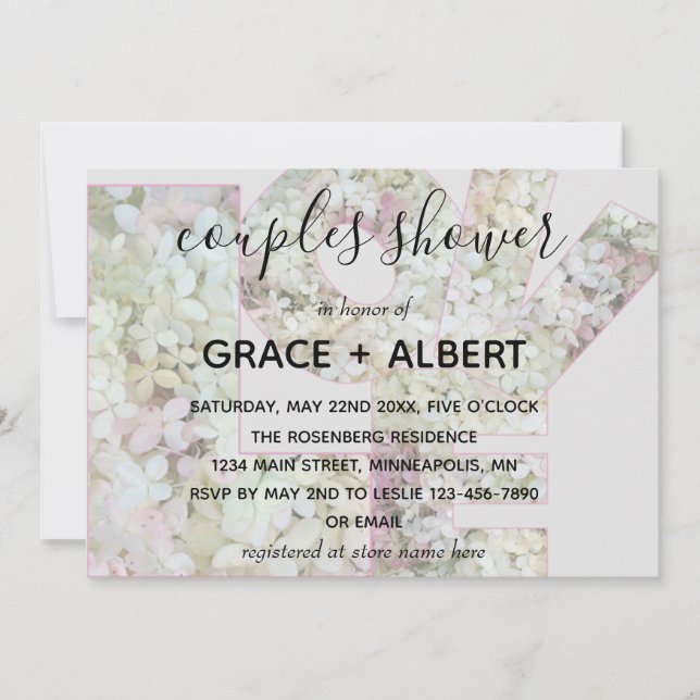 Convites Casal Vanilla Strawberry Hydrangeas Chá (Frente)